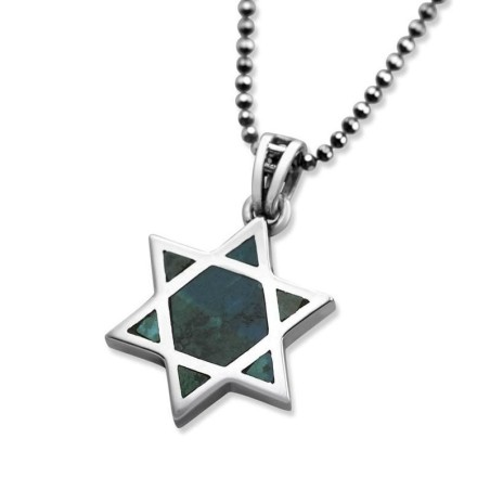 Collier étoile de David en argent sterling avec pierre d'Eilat