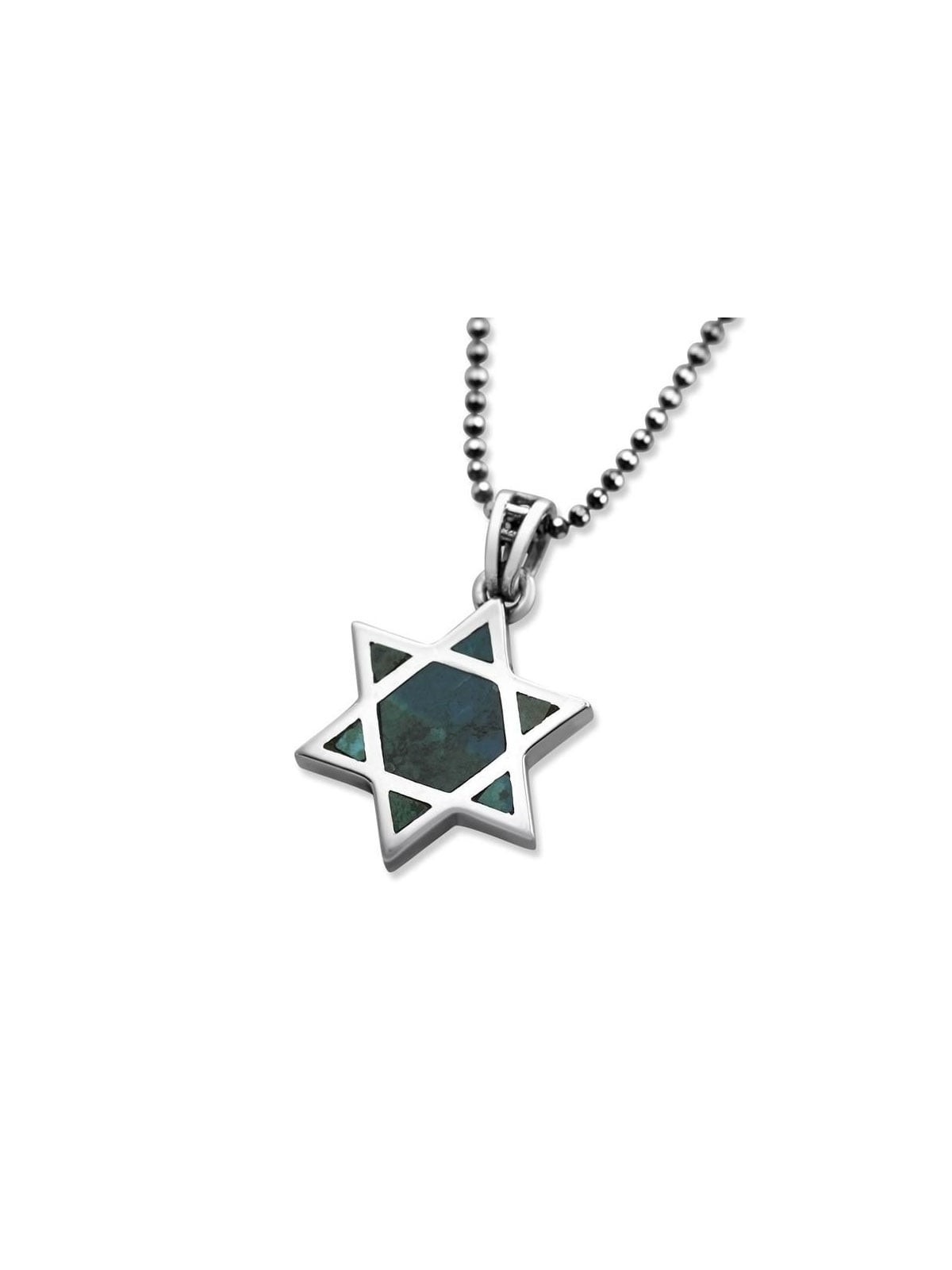 Sterling Silver Star of David Necklace With Eilat Stone