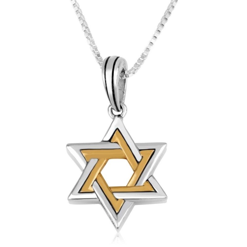 Collier étoile de David en argent sterling et plaqué or