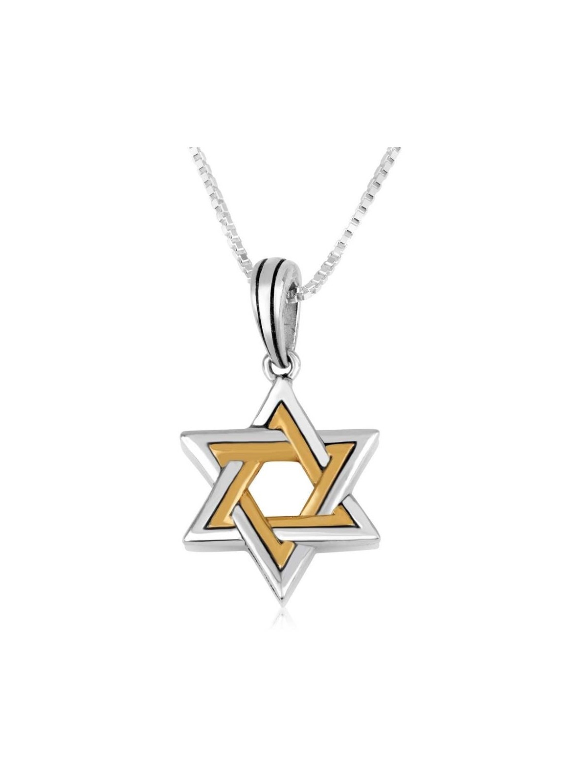 Sterling Silver and Gold Plated Star of David Necklace