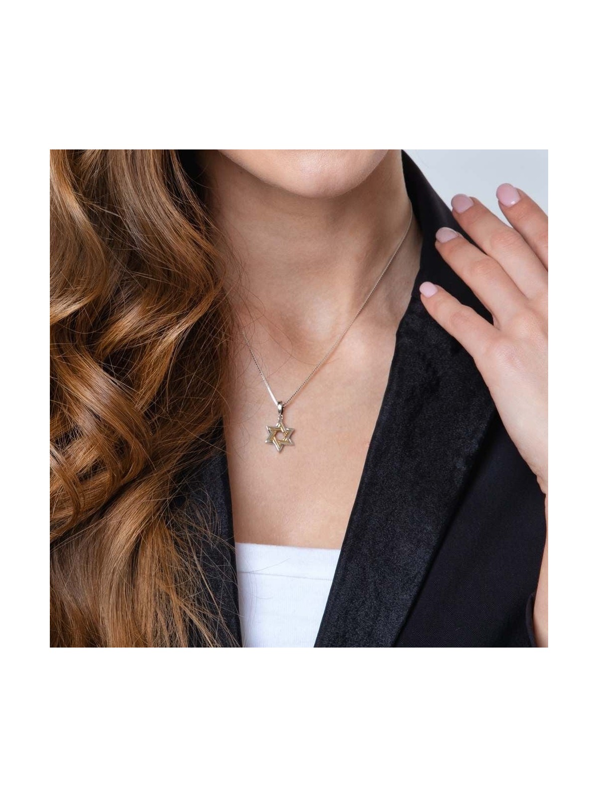Collier étoile de David en argent sterling et plaqué or