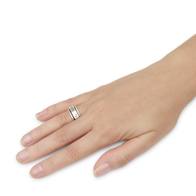 Bague tournante de prière du voyageur Psaume 91 en or 9 carats et argent sterling 925