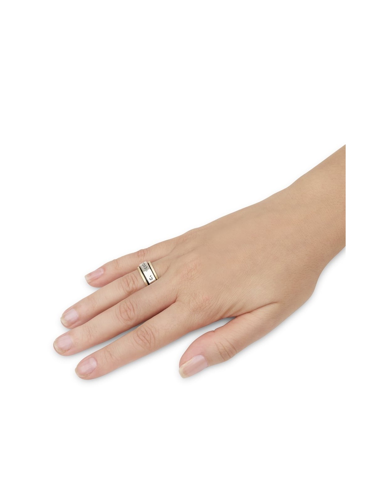 Psalm 91 Traveler's Prayer Spinner Ring in 9K Gold and 925 Sterling Si