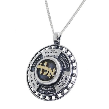 Noms des anges : Collier Kabbale en argent, or et labradorite