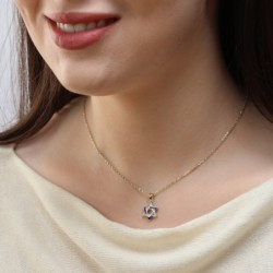 Diamond-Accented 14K Gold Double Star of David Pendant Necklace for Wo