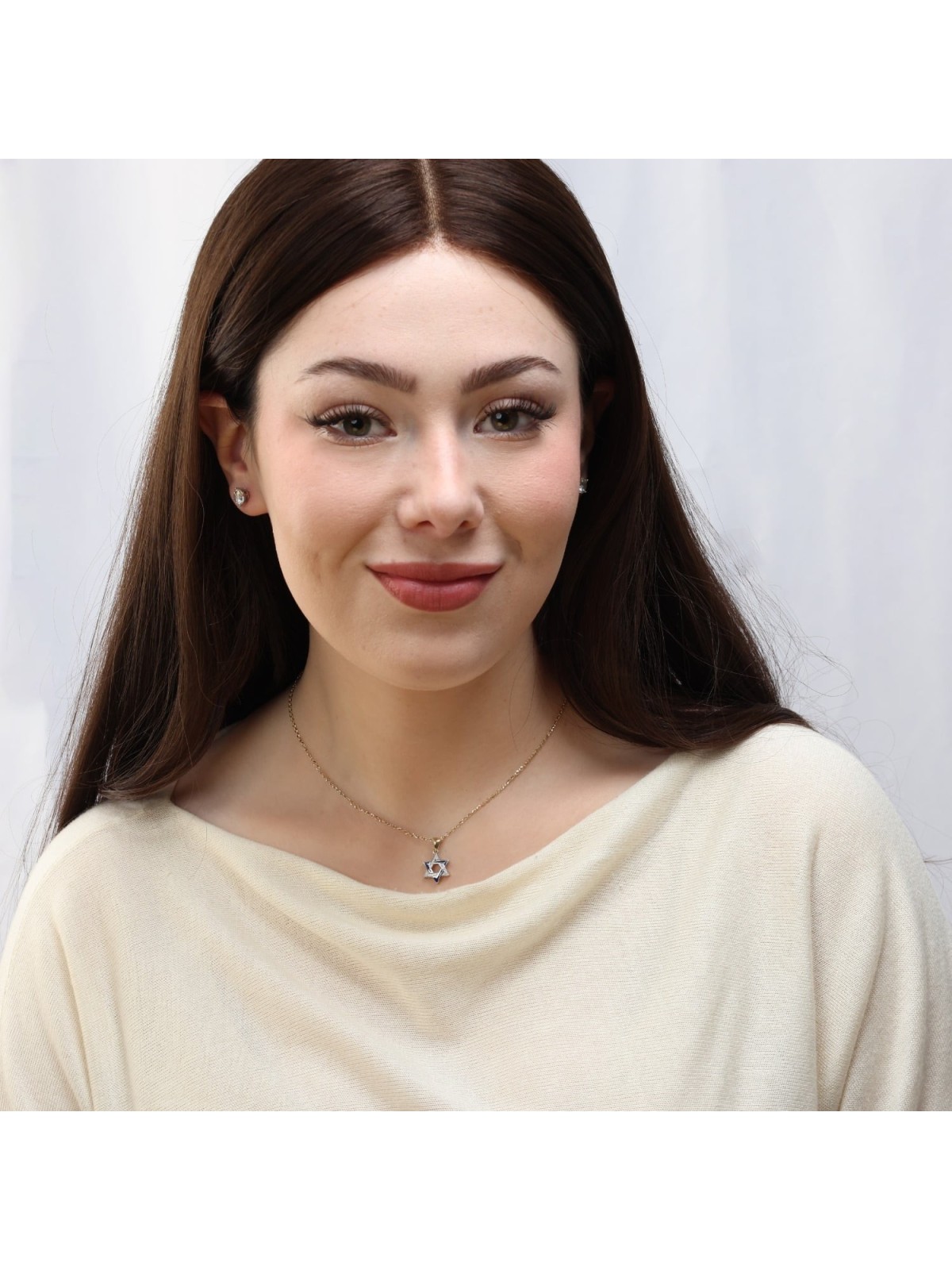 Diamond-Accented 14K Gold Double Star of David Pendant Necklace for Wo