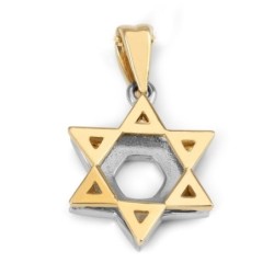 Diamond-Accented 14K Gold Double Star of David Pendant Necklace for Wo