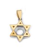Collier pendentif double étoile de David en or 14 carats rehaussé de diamants pour femme
