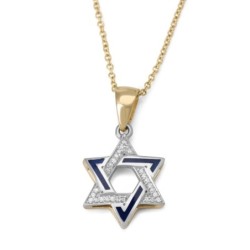Diamond-Accented 14K Gold Double Star of David Pendant Necklace for Wo