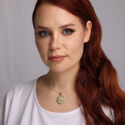 14K Gold Diamond-Studded Round Tree of Life Pendant Necklace - Large