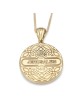 14K Gold Diamond-Studded Round Tree of Life Pendant Necklace - Large