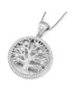 14K Gold Diamond-Studded Round Tree of Life Pendant Necklace - Large