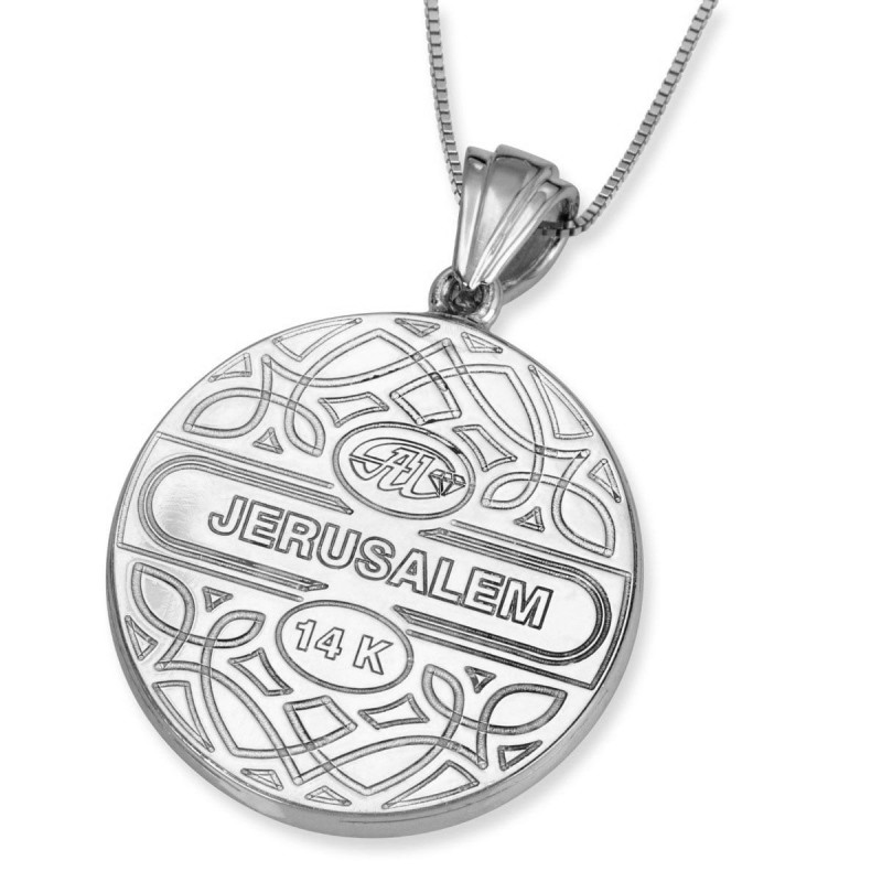 14K Gold Diamond-Studded Round Tree of Life Pendant Necklace - Large