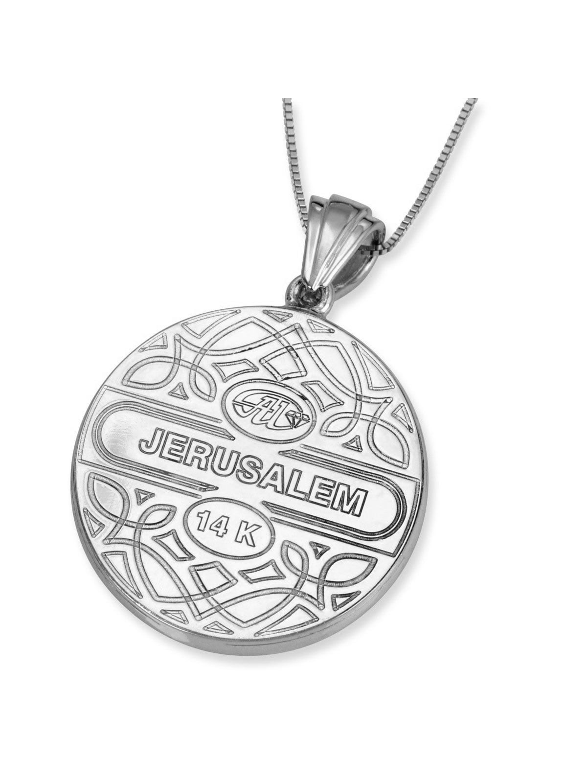 14K Gold Diamond-Studded Round Tree of Life Pendant Necklace - Large