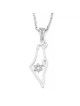 14K Gold Women's Map of Israel Outline Pendant with Diamond-Studded St