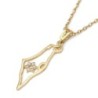 14K Gold Women's Map of Israel Outline Pendant with Diamond-Studded St
