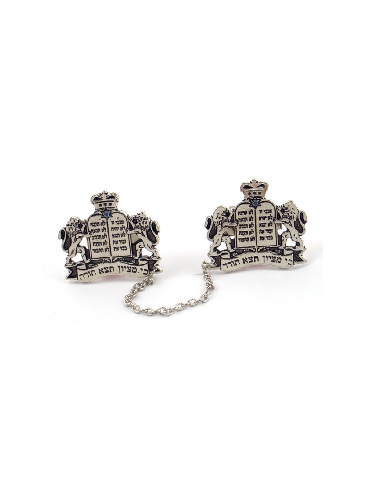Silver Plated Tallit Prayer Shawl Clips Tablets Lion... | Tallit Clips