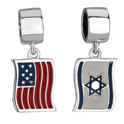 Marina Jewelry Israeli and American Flags Pendant Charm