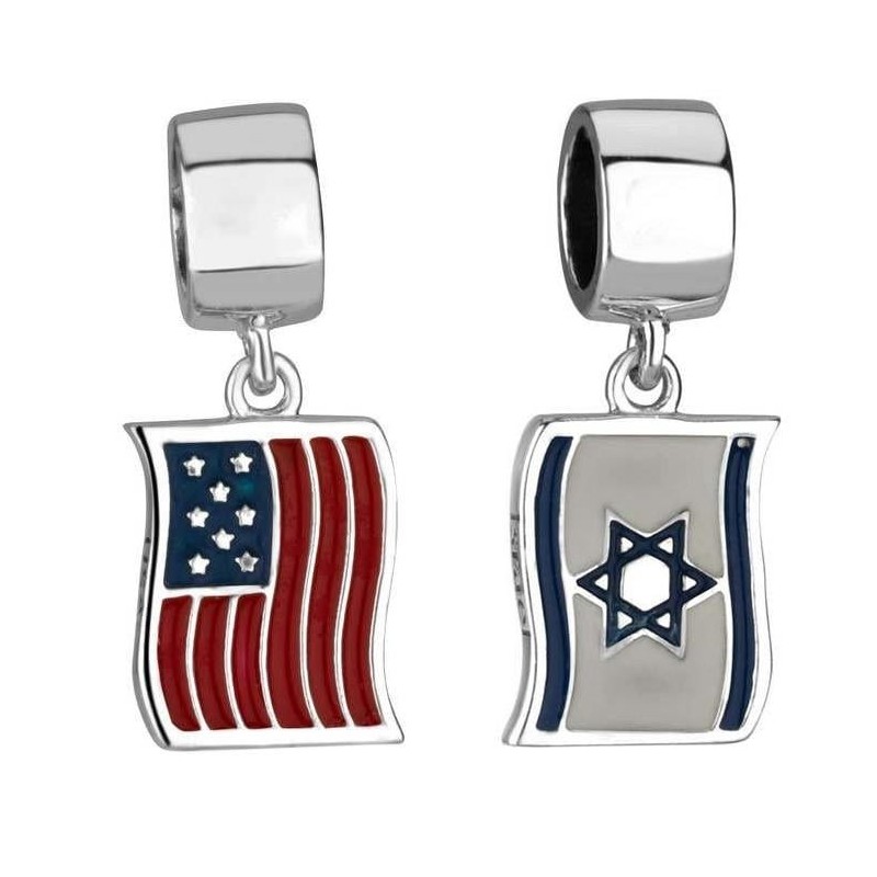 Marina Jewelry Israeli and American Flags Pendant Charm