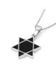 Collier pendentif étoile de David contemporain en argent sterling avec onyx