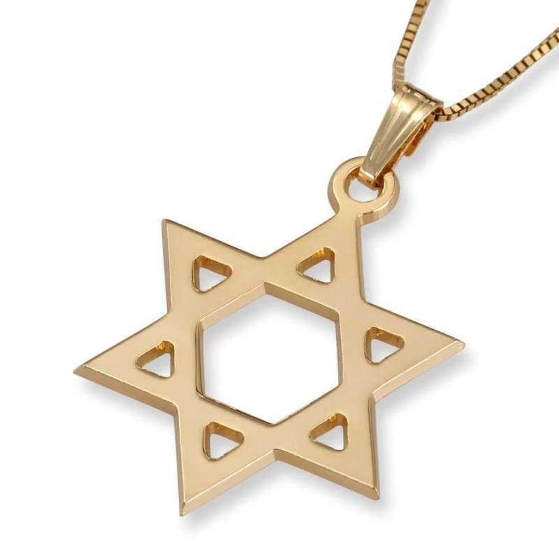 Collier pendentif étoile de David classique en or 14 carats (choix de couleur)