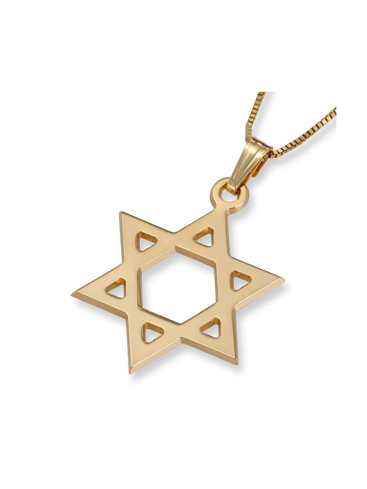 14K Gold Classic Star of David Pendant Necklace (Choice of Color)