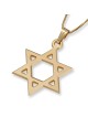 14K Gold Classic Star of David Pendant Necklace (Choice of Color)