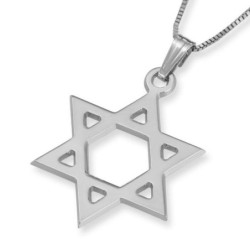 14K Gold Classic Star of David Pendant Necklace (Choice of Color)
