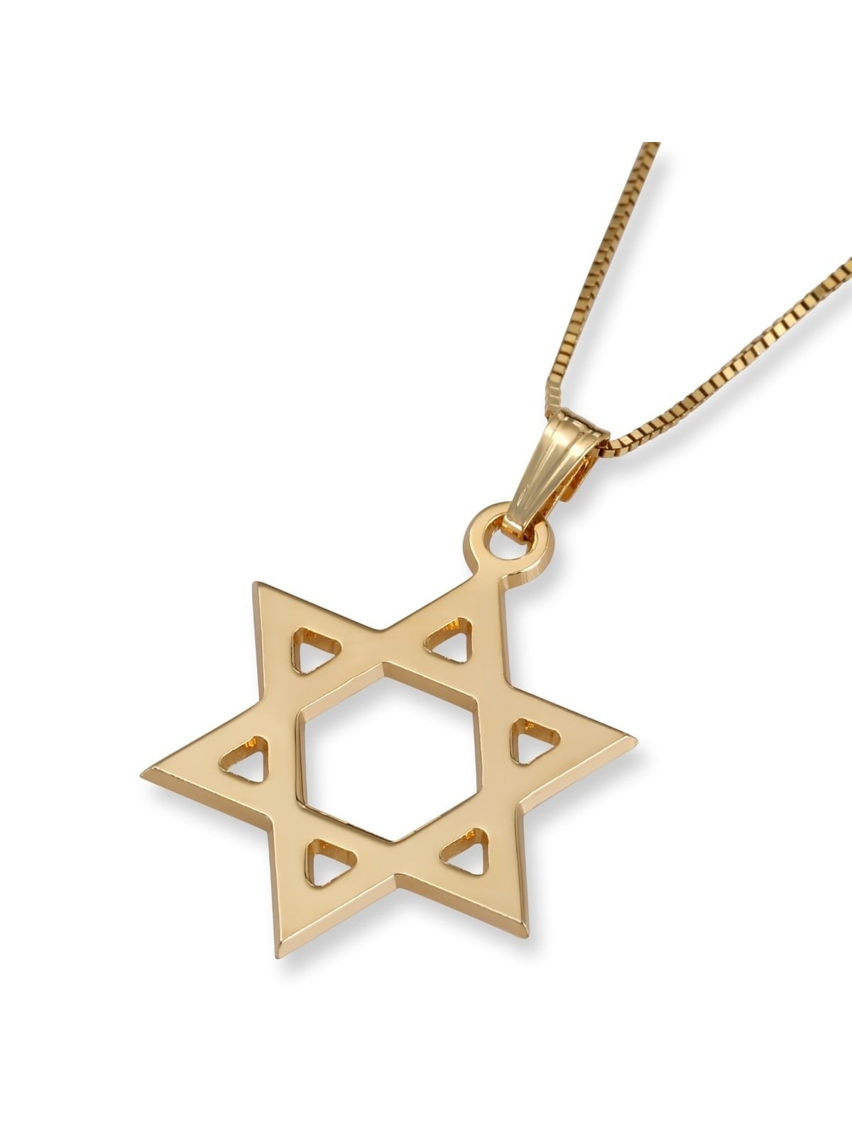 14K Gold Classic Star of David Pendant Necklace (Choice of Color)