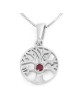 Collier pendentif arbre de vie rond en or 14 carats avec pierre rubis