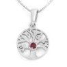 14K Gold Round Tree of Life Pendant Necklace With Ruby Stone