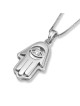 Collier pendentif Hamsa en or jaune et blanc 14 carats avec mauvais œil