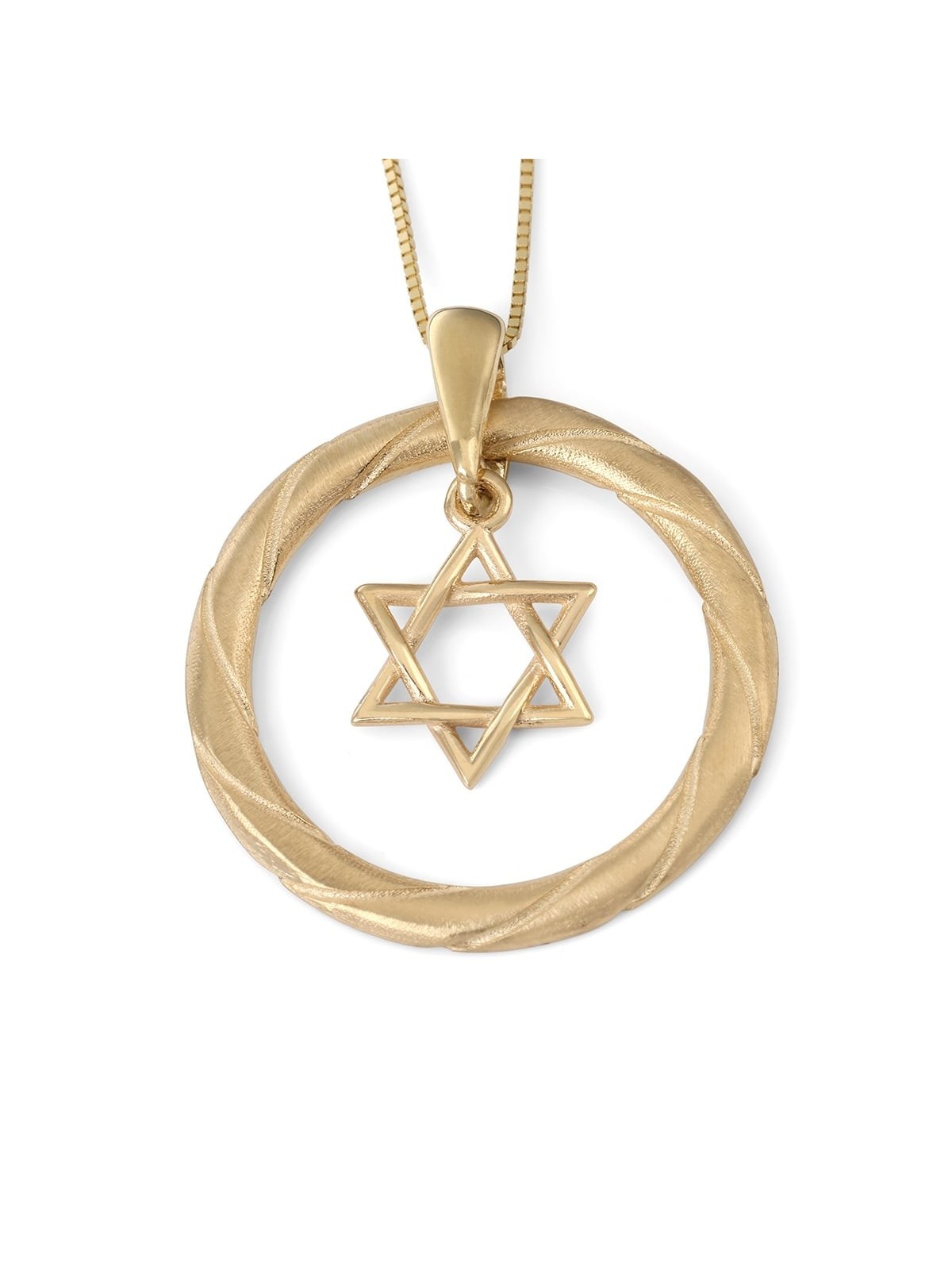 Collier pendentif étoile de David en or 14 carats avec motif torsadé (choix de C