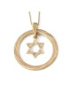 14K Gold Star of David Pendant Necklace With Twist Design (Choice of C