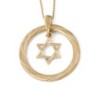 14K Gold Star of David Pendant Necklace With Twist Design (Choice of C