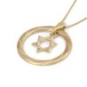 14K Gold Star of David Pendant Necklace With Twist Design (Choice of C
