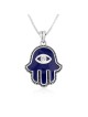 Collier mauvais œil et Hamsa en argent sterling avec pierre de zircon