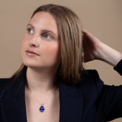 Sterling Silver Evil Eye and Hamsa Necklace with Zircon Stone