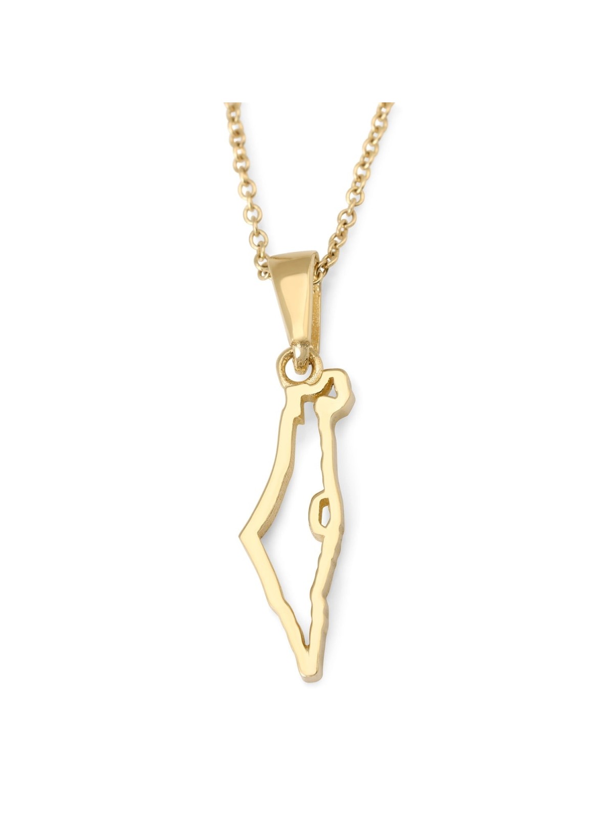 14K Yellow or White Gold Map of Israel Pendant Necklace for Women