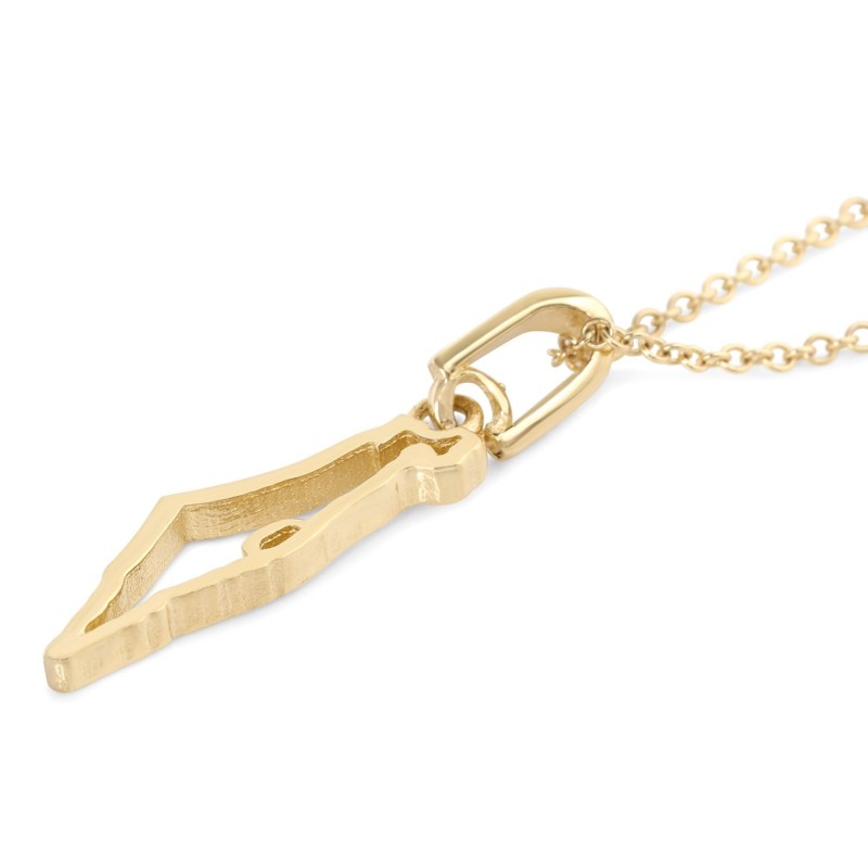 14K Yellow or White Gold Map of Israel Pendant Necklace for Women