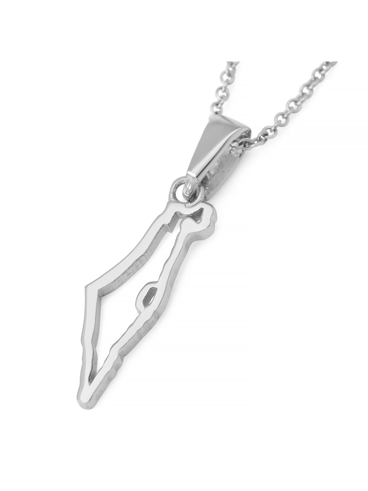 Collier avec pendentif carte d'Israël en or jaune ou blanc 14 carats pour femme