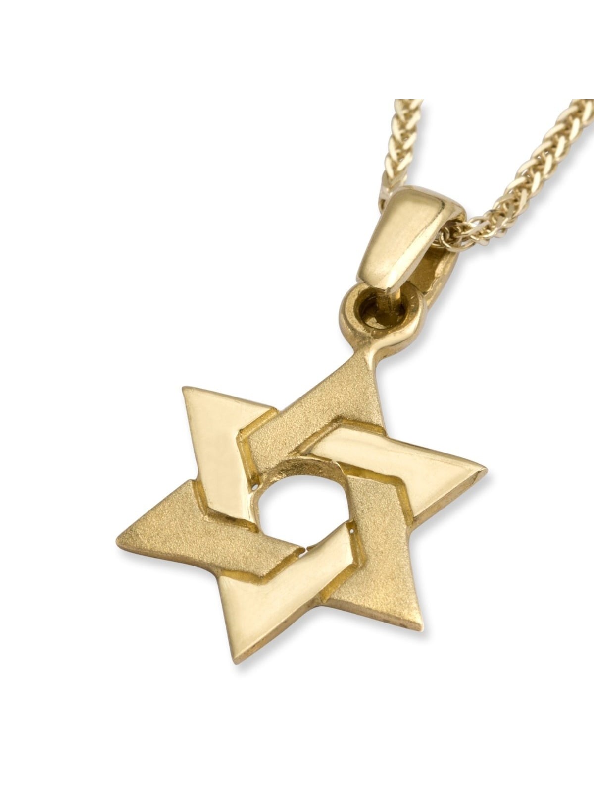14K Yellow Gold Interlocking Star of David Pendant Necklace