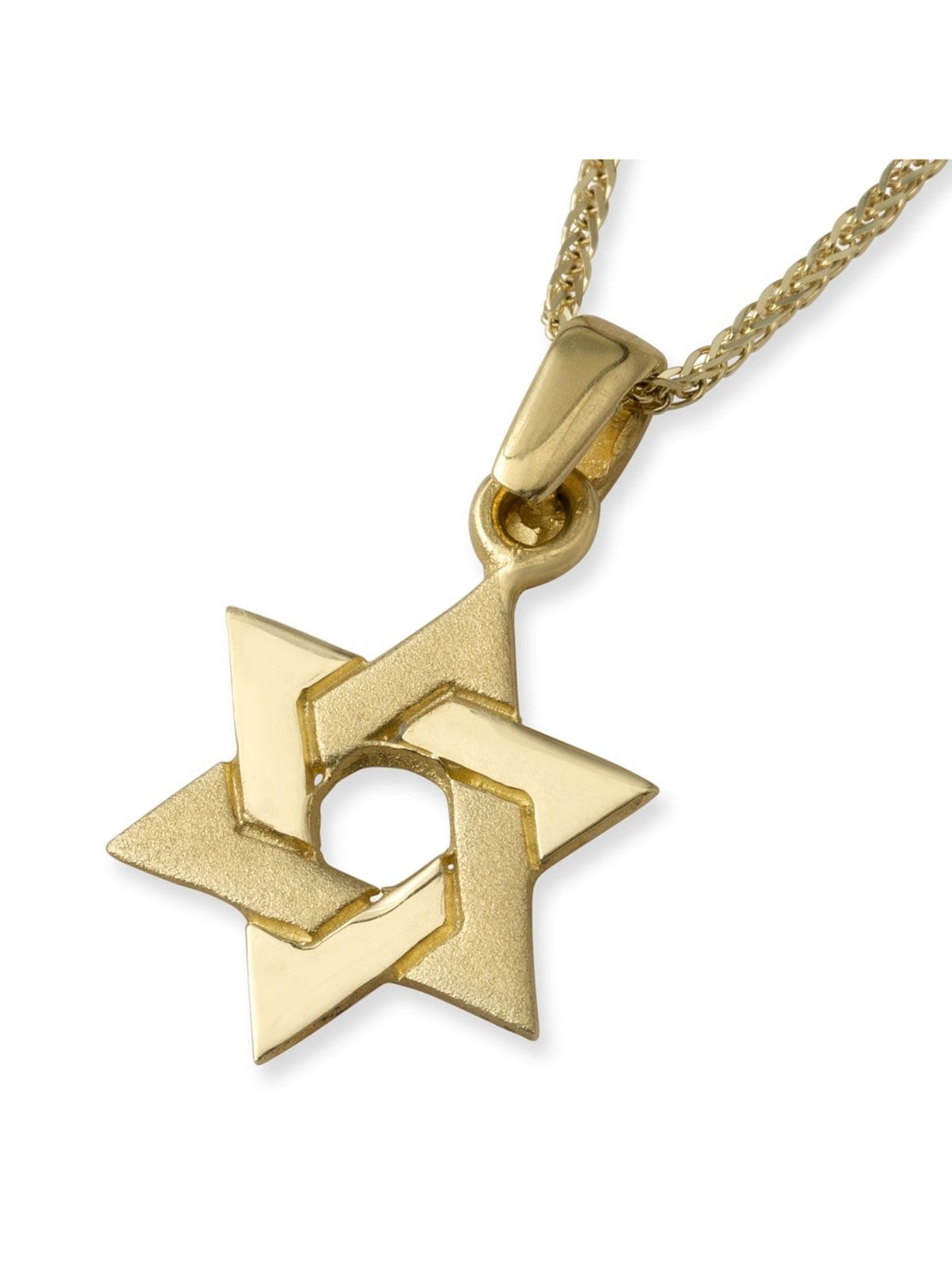 14K Yellow Gold Interlocking Star of David Pendant Necklace