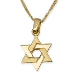 14K Yellow Gold Interlocking Star of David Pendant Necklace