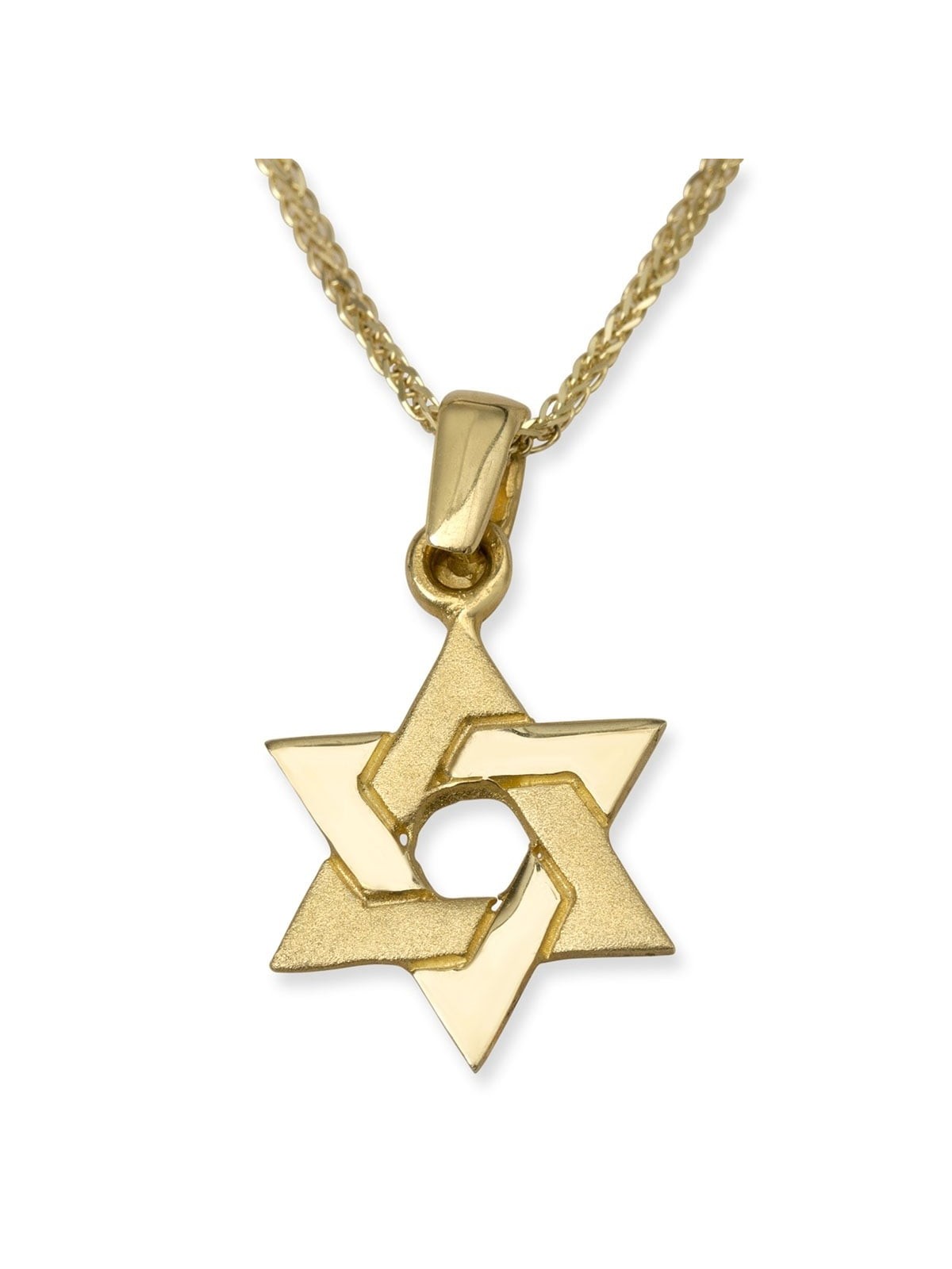 14K Yellow Gold Interlocking Star of David Pendant Necklace