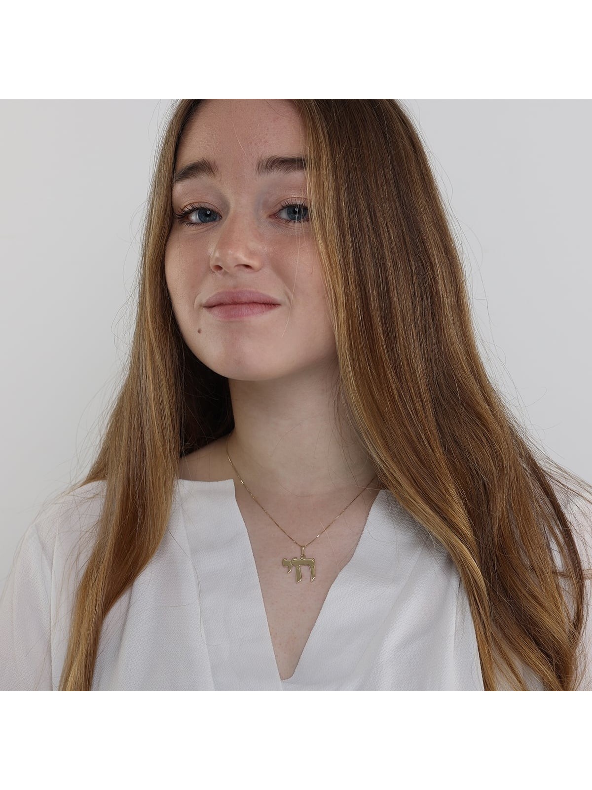Large 14K Gold Chai Pendant Necklace
