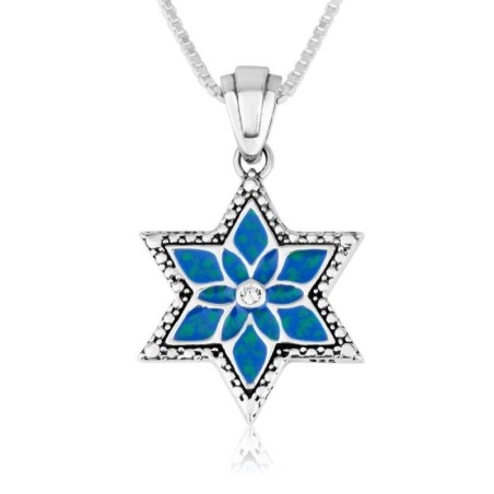 Collier pendentif étoile de David en argent sterling pour femme avec magnifique