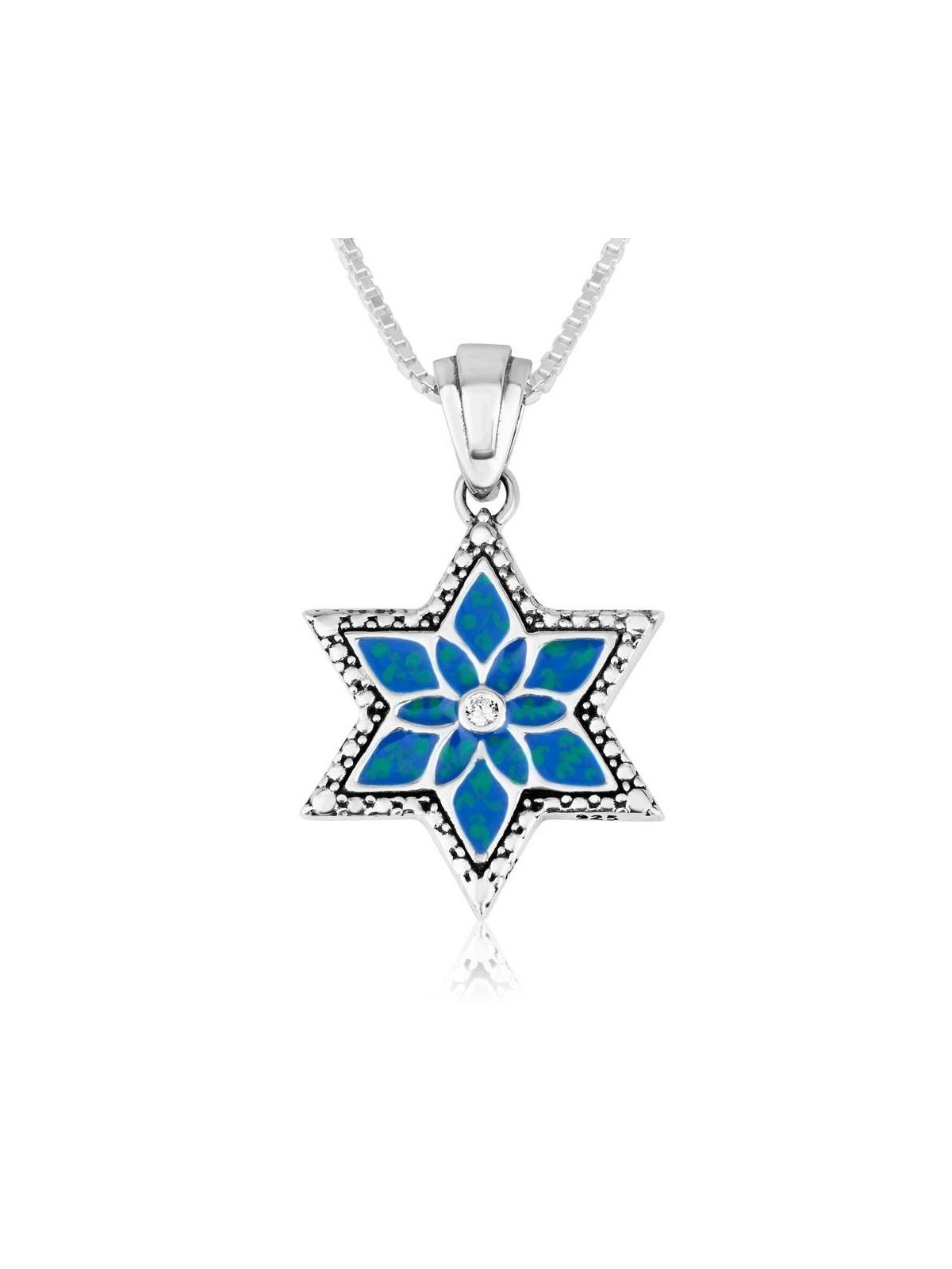 Women's Silver Sterling Star of David Pendant Necklace with Beautiful