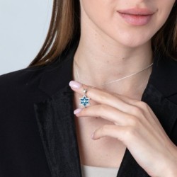 Women's Silver Sterling Star of David Pendant Necklace with Beautiful