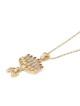 14K Gold Women's 7-Branch Menorah Pendant with Diamonds and Rubies